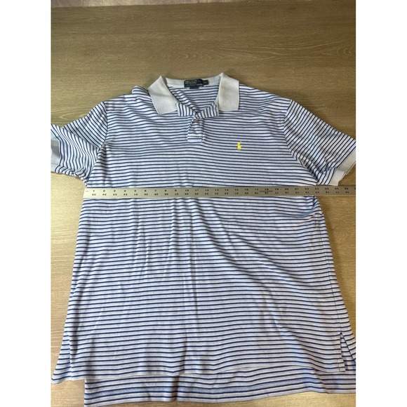 Polo Ralph Lauren Mens XL Blue White Striped Short Sleeve Cotton Polo Shirt - Picture 8 of 11